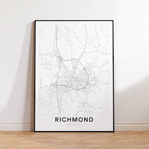 Richmond KY City Map, Richmond Street Map, Kentucky USA Map Poster, Modern City Road Map, Minimalist Map Decor, Home Office Wall Decor