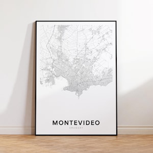 Montevideo City Map Print, Montevideo City Map Poster, Uruguay Map Art, Street Road Map Print, Home Office Decor, Printable Wall Art