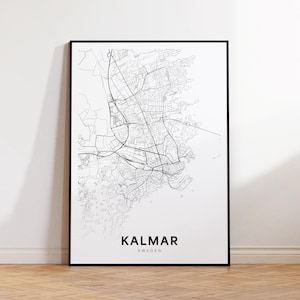 Kalmar Karte Print, Kalmar Karte Poster, Straßenkarte Kunst, moderne Wanddekoration, Geschenk für Sie/Ihn, Wohnzimmerdekoration, druckbare Wandkunst
