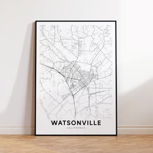 ワトソンビル市地図プリント、ワトソンビル市街地図ポスター、カリフォルニア地図アート、市街道路地図プリント、印刷可能な壁アート、壁オフィス装飾