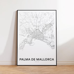 Palma de Mallorca Stadt Karte, Palma de Mallorca Spanien Wandkunst, Minimalistische Karte Druck, moderne Wanddekoration, Palma de Mallorca Straßen Karte