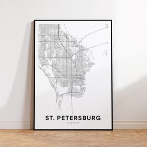 St. Petersburg kaart print, St. Petersburg stadskaart poster, Florida kaart kunst, stratenplan print, afdrukbare muurkunst, woonkamer decor