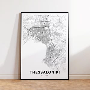 Thessaloniki Karte Drucken, Thessaloniki Karte Poster, Straßenkarte Kunst, moderne Wand-Dekor, Griechenland Karte, Büro Dekoration, druckbare Wandkunst