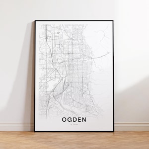 Ogden City Karte Druck, Ogden Street Karte Poster, Utah Karte Kunst, Straße Straßenkarte Druck, druckbare Wandkunst, Wand Bürodekor