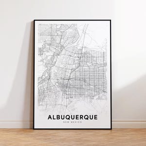 Albuquerque NM Street Map, Albuquerque City Map, New Mexico USA Map Poster, Minimalist City Road Map, Modern Map Decor, Printable Map