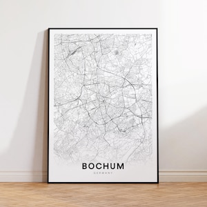 Bochum City Map Printable Wall Art, Minimalist Bochum Map Poster, Deutschland Map Art, Modern Wall Art, Gift for Him, Digital Download