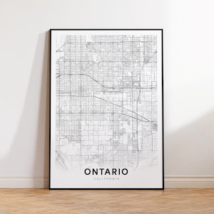Ontario City Map Print, Ontario Street Map Poster, California Map Art, Street Road Map Print, Printable Wall Art, Wall Office Decor