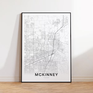 McKinney City Map Print, McKinney Street Map Poster, Texas Map Art, Street Road Map Print, Printable Wall Art, Office Wall Art