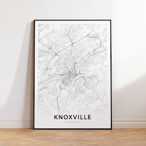 Knoxville City Map Print, Knoxville Street Map Poster, Tennessee Map Art, Street Road Map Print, Printable Wall Art, Living Room Decor
