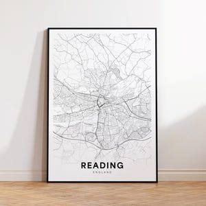 Lecture du plan de la ville, impression de carte de lecture, affiche de carte minimaliste de lecture du Royaume-Uni, décor de plan de la ville, carte imprimable, téléchargement immédiat