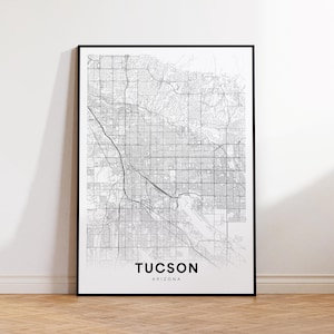 Tucson AZ City Map, Tucson Street Map, Arizona USA Map Poster, Modern City Road Map, Minimalist Map Decor, Home Wall Decor, Printable Map