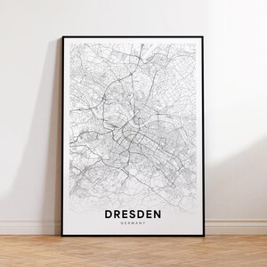 Dresden Map Stadtplan druckbare Wandkunst, Minimalistische Dresden Karte Poster, Deutschland Reise-Dekor, moderne Wandkunst, Geschenk für sie, digitaler Download
