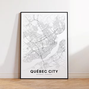 Impression de carte de la ville de Québec, affiche de carte des rues de la ville de Québec, décor carte de Québec, impression de carte routière de la ville, art mural imprimable, décoration de salon
