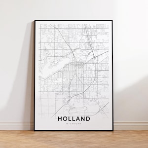 Holland City Map Print, Holland Street Map Poster, Michigan Map Art, Street Road Map Print, Printable Wall Art, Office Wall Art