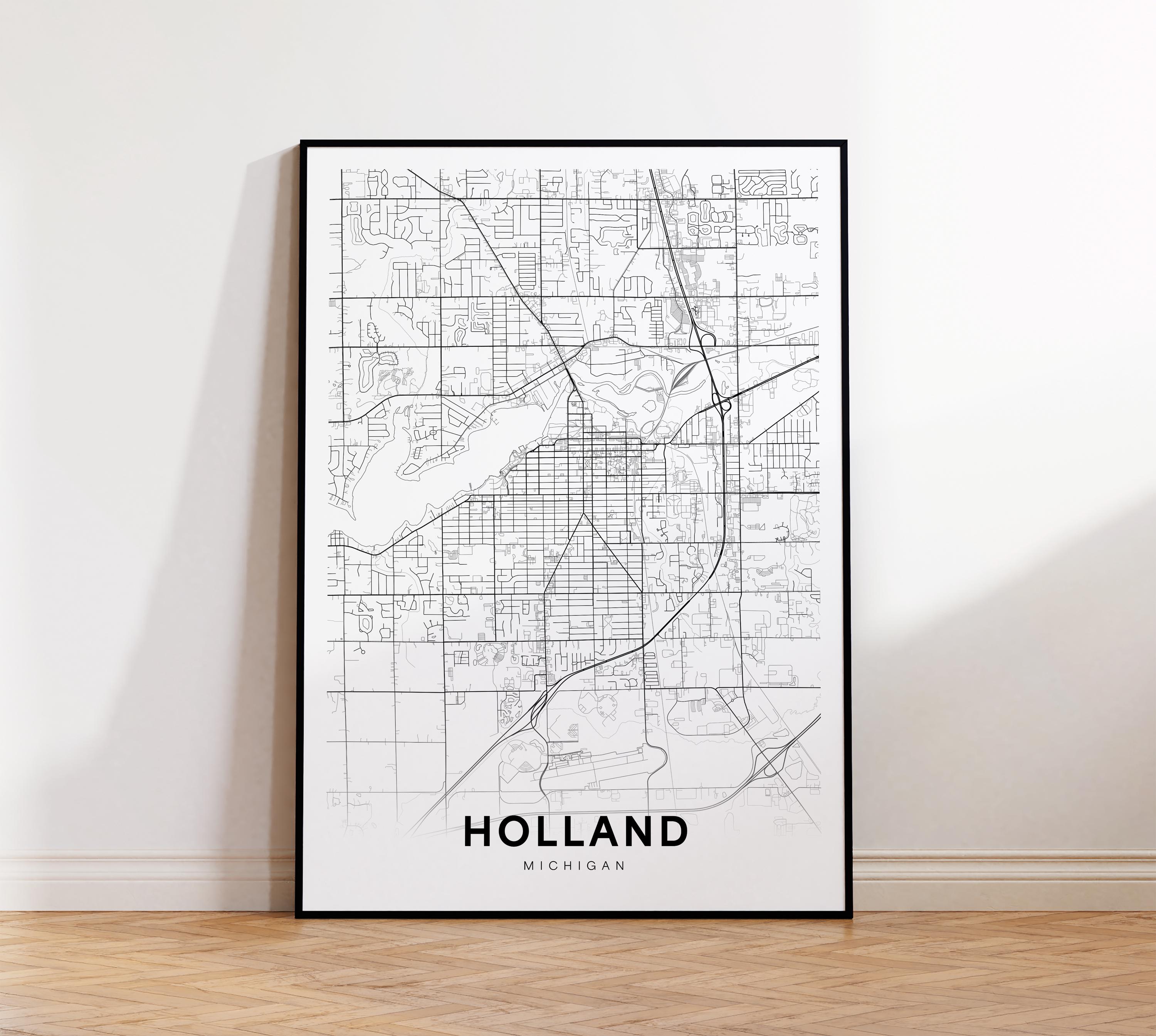 Holland City Map Print, Holland Street Map Poster, Michigan Map Art, Street  Road Map Print, Printable Wall Art, Office Wall Art - Etsy