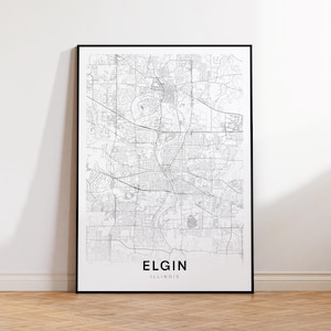 Elgin Stadt Karte Druck, Elgin Street Karte Poster, Illuminati Karte Kunst, Straße Straßenkarte Druck, druckbare Wandkunst, Wohnzimmerdekor
