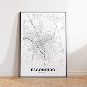 Escondido City Map Print, Escondido Street Map Poster, California Map Art, Street Road Map Print, Printable Wall Art, Wall Office Decor
