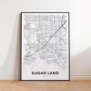 Sugar Land TX Karte, Sugar Land Straßenkarte, Texas USA Karte Poster, moderne Stadt Straßenkarte, minimalistische Karte Dekor, druckbare Karte