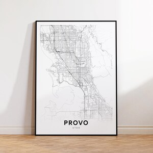 Impressão de mapa da cidade de Provo, pôster de mapa de rua de Provo, arte de mapa de Utah, impressão de mapa de estrada de rua, mapa de cidade minimalista, decoração de sala de estar