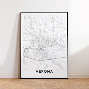 Verona City Map, Verona Street Map, Verona Italy Modern Map Print, City Map Decor, Printable Wall Art, Instant Download