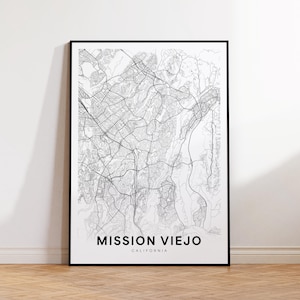 Mission Viejo Stadt Karte Druck, Mission Viejo Straßenkarte Poster, Kalifornien Karte Kunst, Straße Straßenkarte Druck, minimalistische Stadtkarte, druckbare Karte