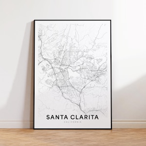 サンタクラリタ市地図ポスター、サンタクラリタ CA ストリートマップ、カリフォルニア市地図プリント、市道路地図プリント、印刷可能なウォールアート、地図プリント