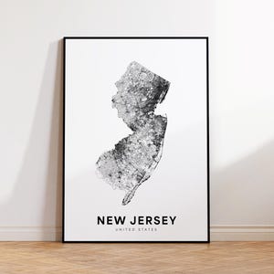 New Jersey Map Print, New Jersey State Map, Minimalist NJ USA State Map Print Art, New Jersey Gift, Printable Map Wall Art, Home Wall Decor