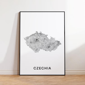 Czechia Map Print, Czec Republic Map Poster, Czechia Country Map Poster, Black and White Czechia Print, Printable Wall Art, Home Decor