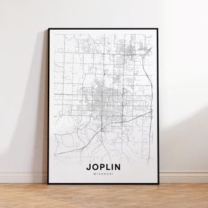 Joplin City Map Print, Joplin Street Map Poster, Missouri Map Art, Street Road Map Print, Minimalist City Map, Living Room Decor
