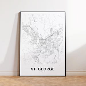 St. George City Map Print, Saint George Street Map Poster, Utah Map Art, Street Road Map Print, Minimalist City Map, Living Room Decor