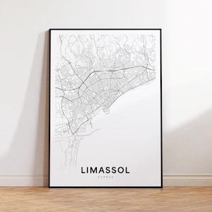 Limassol Stadt Karte, Limassol Karte Drucken, Limassol Zypern Minimalistische Karte Poster, Stadt Karte Dekor, druckbare Karte, Instant Download