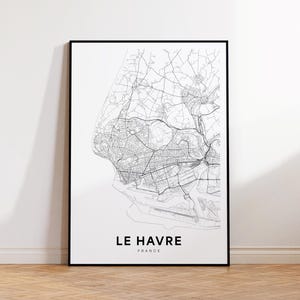 Mapa de la ciudad de Le Havre, mapa de calles de Le Havre, impresión de mapa minimalista de Le Havre Francia, mapa de la ciudad imprimible, regalo para un amigo, descarga instantánea