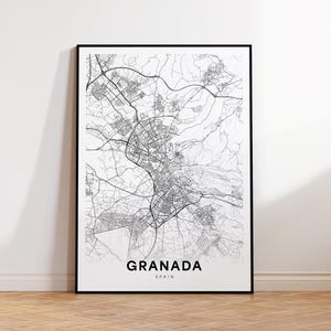Grenada Karte, Grenada Spanien Wandkunst, Minimalistische Karte Druck, moderne Wanddekoration, Grenada Street Map, Dekoration, sofortdownload