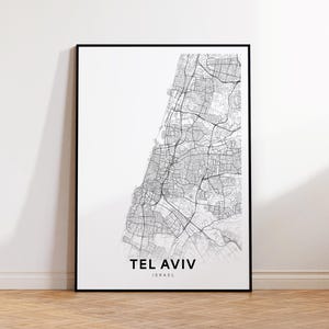 Tel angepasste Stadt Karte Drucken, Tel Living Karte Poster, Israel Karte Kunst, Straße Karte Drucken, Haus-Bürodekor, druckbare Wandkunst