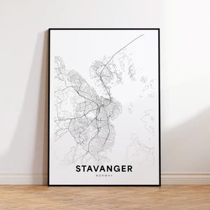 Stavanger Karte Print, Stavanger Karte Poster, Straßen Karte Kunst, moderne Wanddekoration, Geschenk für Sie/Ihn, Büro Dekoration, druckbare Wandkunst