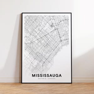 Mississauga stadskaart print, Mississauga stratenkaart poster, Ontario kaart decor, stad wegenkaart print, afdrukbare muurkunst, kantoorruimte decor