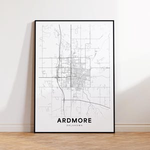 Ardmore City Map Print, Ardmore Street Map Poster, Oklahoma Map Art, Street Road Map Print, Printable Wall Art, Living Room Decor