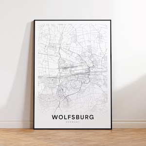 Wolfsburg City Map, Wolfsburg Map Print, Wolfsburg Germany Minimalist Map Poster, City Map Decor, Printable Map, Instant Download