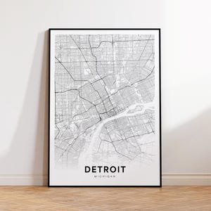 Detroit MI City Map, Detroit Street Map, Michigan USA Map Poster, Modern City Road Map, Minimalist Map Decor, Gift for Family, Printable Map