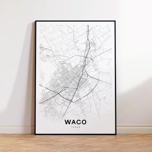 Waco City Map Print, Waco Street Map Poster, Texas Map Art, Street Road Map Print, Minimalist City Map, Living Room Decor