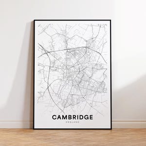 Mapa de la ciudad de Cambridge, impresión de mapas de Cambridge, póster de mapas minimalistas de Cambridge, decoración de mapas de la ciudad, mapa imprimible, descarga instantánea