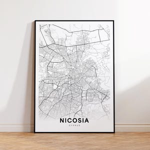 Nikosia Karte, Nikosia Karte Download, Litauen Karte Poster, Stadt Karte Dekor, Mittelmeerkarte, sofortiger digitaler Download