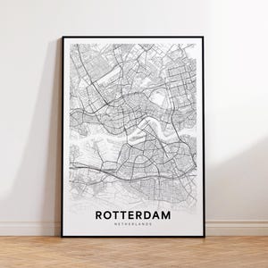 Rotterdam Stadt Karte, Stadtplan Rotterdam, Straßen Karte, Rotterdam Niederlande, Stadtplan Dekor, druckbare Wandkunst, sofort Download