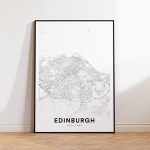 Mapa de la ciudad de Edimburgo, impresión del mapa de Edimburgo, póster minimalista del mapa de Edimburgo, decoración del mapa de la ciudad, mapa imprimible, descarga instantánea