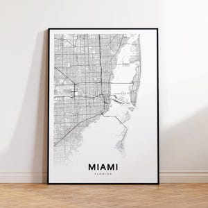 Miami City Map Poster, Miami FL Street Map, Florida City Map Print, City Road Map Print, Printable Wall Art, Office Wall Art