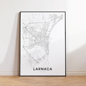 Larnaca Stadt Karte, druckbare Karte Larnaca, Larnaca vonZypern Moderne Karte Poster, Stadt Karte Dekor, druckbare Wandkunst, sofort Download