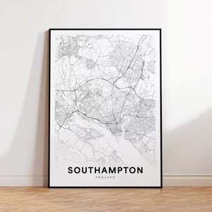 Mapa de la ciudad de Southampton, impresión del mapa de Southampton, póster minimalista del mapa de Southampton, decoración del mapa de la ciudad, mapa imprimible, descarga instantánea