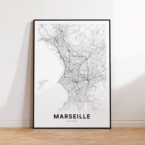 Marseille Karte, Marseille Karte, Marseille Karte, Marseille Frankreich Minimalistische Karte Drucken, druckbare Stadt Karte, Dekoration, sofortiger Download