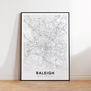 Raleigh City Map Poster, Raleigh NC Street Map, North Carolina Map Print, City Road Map Print, Printable Wall Art, Office Wall Art