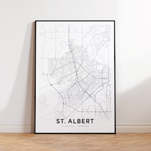 St. Albert Stadt Karte Drucken, St. Albert Straßen Karte Poster, Alberta Karte Dekor, Stadt Straße Karte Drucken, druckbare Wandkunst, Büro Dekor